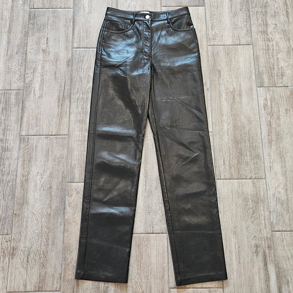 Wilfred Faux Leather Straight-Leg Pants Women’s 4 Black Vegan Aritzia Minimalist